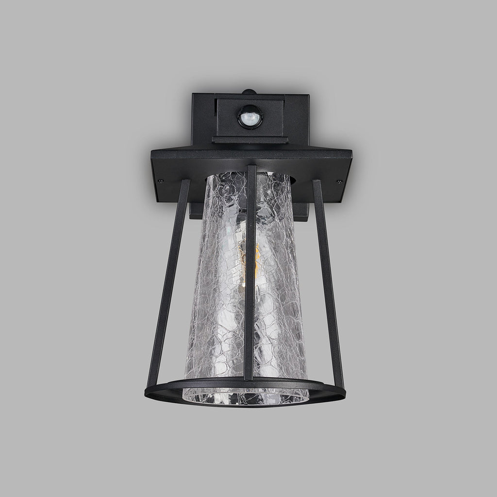 Luminosity Designs Ltd - Shogun Cone Wall Lamp With PIR Sensor, 1 x E27, IP44, Black/Clear - Luminosity Designs Ltd