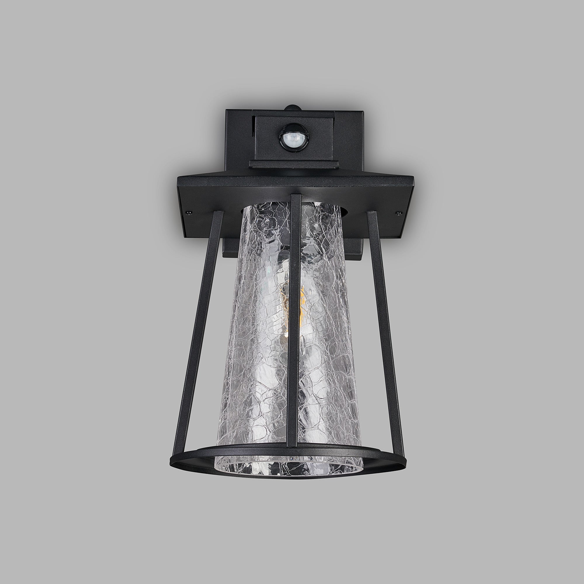 Luminosity Designs Ltd - Shogun Cone Wall Lamp With PIR Sensor, 1 x E27, IP44, Black/Clear - Luminosity Designs Ltd