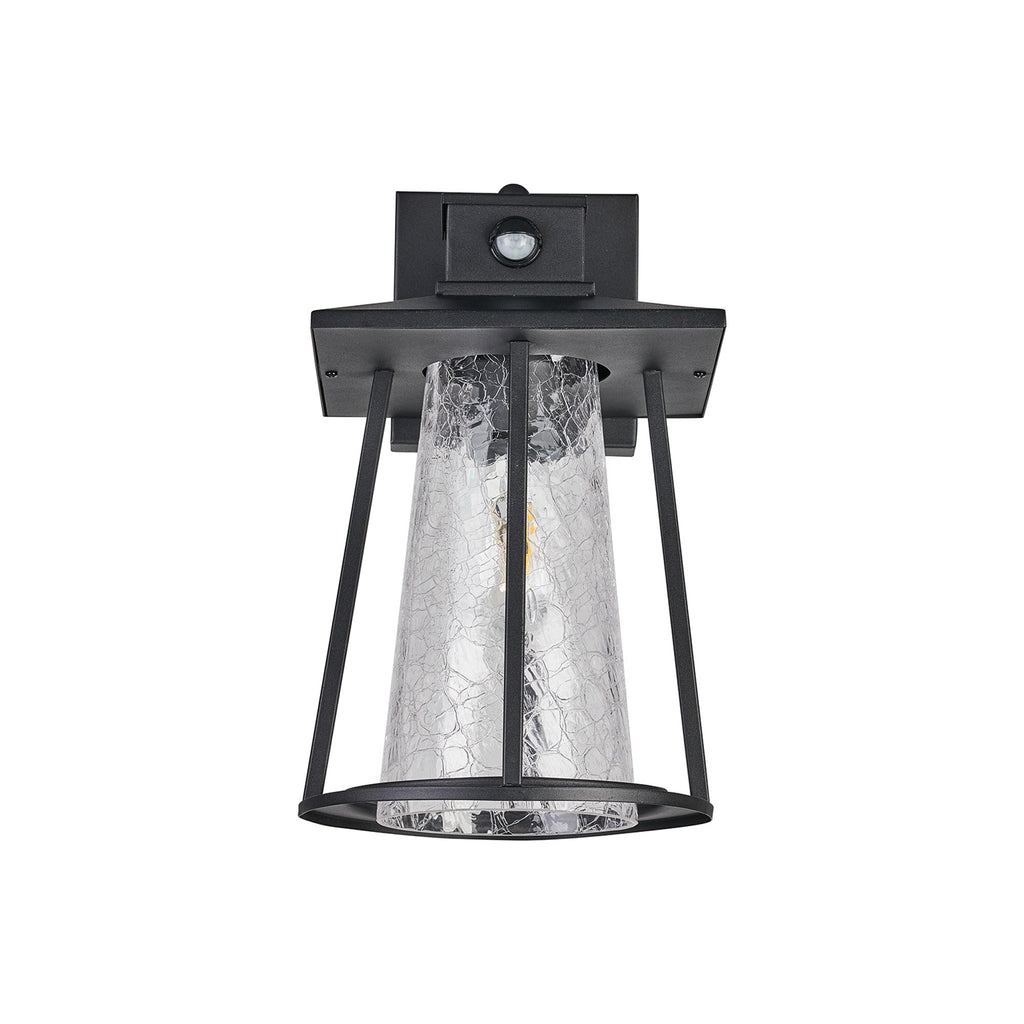 Luminosity Designs Ltd - Shogun Cone Wall Lamp With PIR Sensor, 1 x E27, IP44, Black/Clear - Luminosity Designs Ltd