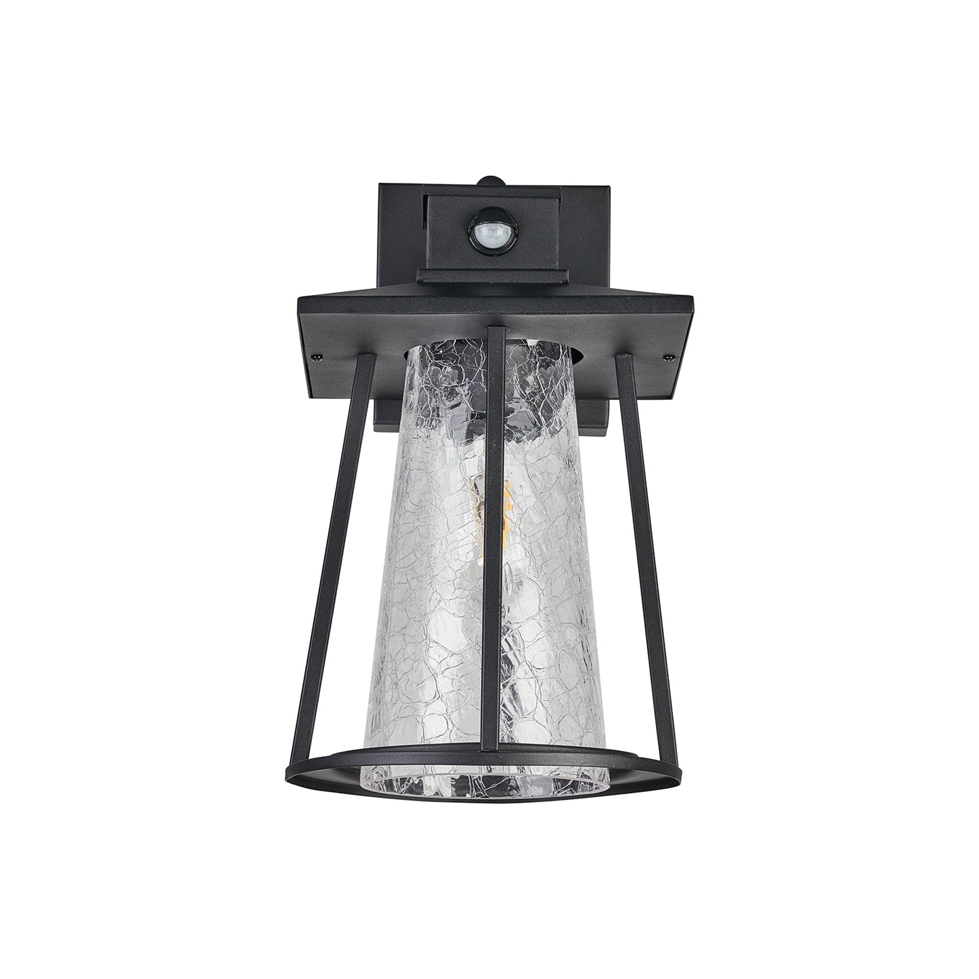 Luminosity Designs Ltd - Shogun Cone Wall Lamp With PIR Sensor, 1 x E27, IP44, Black/Clear - Luminosity Designs Ltd