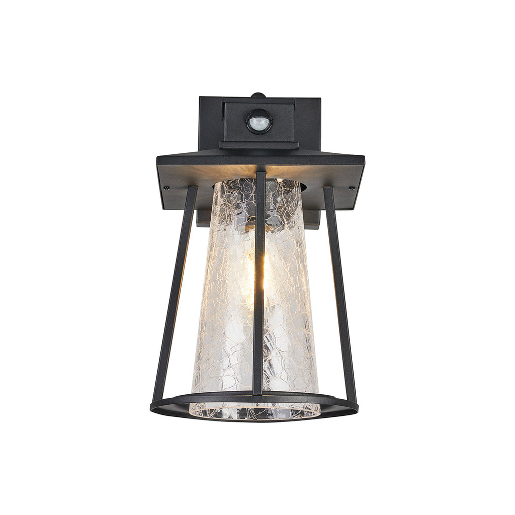 Luminosity Designs Ltd - Shogun Cone Wall Lamp With PIR Sensor, 1 x E27, IP44, Black/Clear - Luminosity Designs Ltd