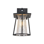Luminosity Designs Ltd - Shogun Cone Wall Lamp With PIR Sensor, 1 x E27, IP44, Black/Clear - Luminosity Designs Ltd