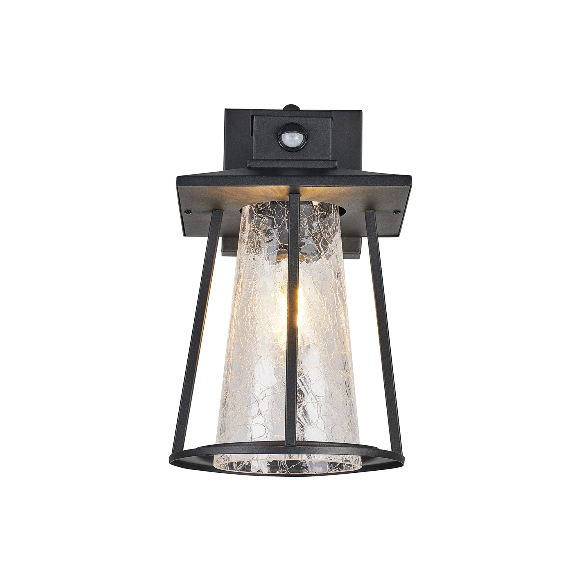 Luminosity Designs Ltd - Shogun Cone Wall Lamp With PIR Sensor, 1 x E27, IP44, Black/Clear - Luminosity Designs Ltd