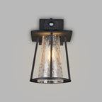 Luminosity Designs Ltd - Shogun Cone Wall Lamp With PIR Sensor, 1 x E27, IP44, Black/Clear - Luminosity Designs Ltd