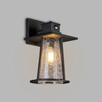 Luminosity Designs Ltd - Shogun Cone Wall Lamp With PIR Sensor, 1 x E27, IP44, Black/Clear - Luminosity Designs Ltd