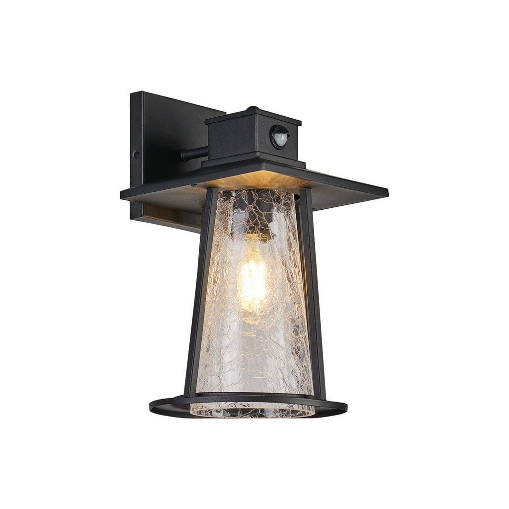 Luminosity Designs Ltd - Shogun Cone Wall Lamp With PIR Sensor, 1 x E27, IP44, Black/Clear - Luminosity Designs Ltd