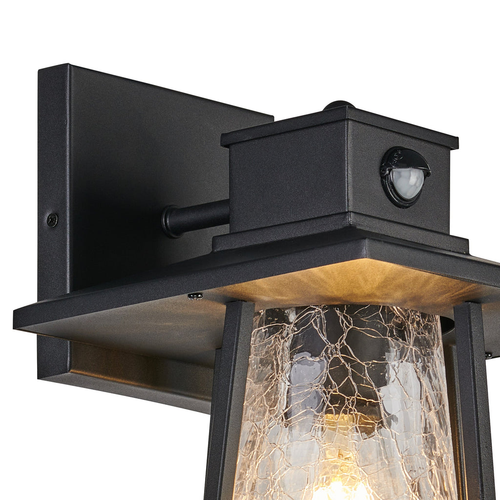 Luminosity Designs Ltd - Shogun Cone Wall Lamp With PIR Sensor, 1 x E27, IP44, Black/Clear - Luminosity Designs Ltd