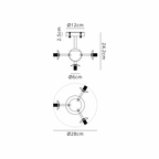 Luminosity Designs Ltd - Simple Semi - Flush Multi Arm Ceiling Light (FRAME ONLY), 4 x G9 - Luminosity Designs Ltd