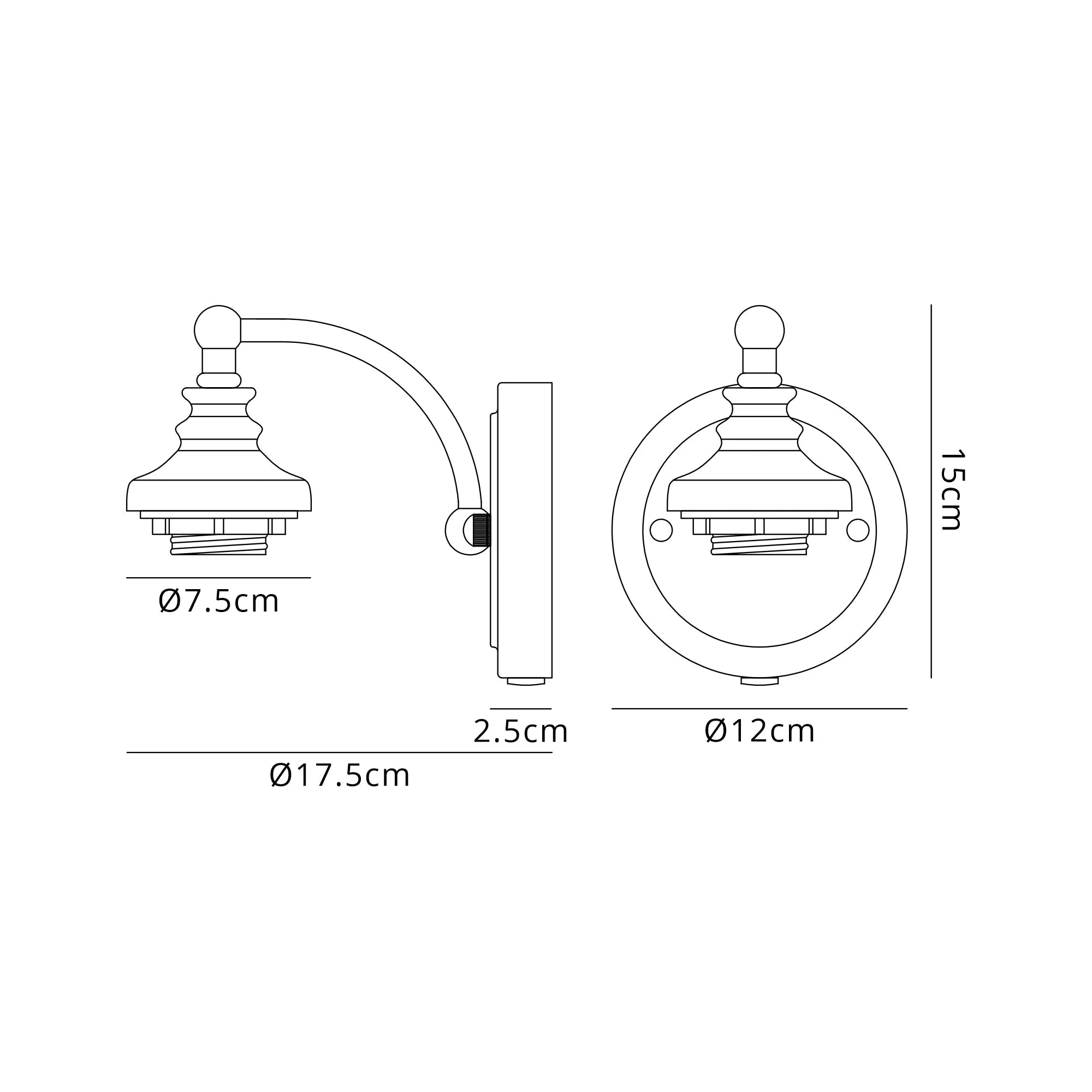 Luminosity Designs - Sledmere Single Switched Wall Lamp (FRAME ONLY), 1 Light E27 - Luminosity Designs Ltd