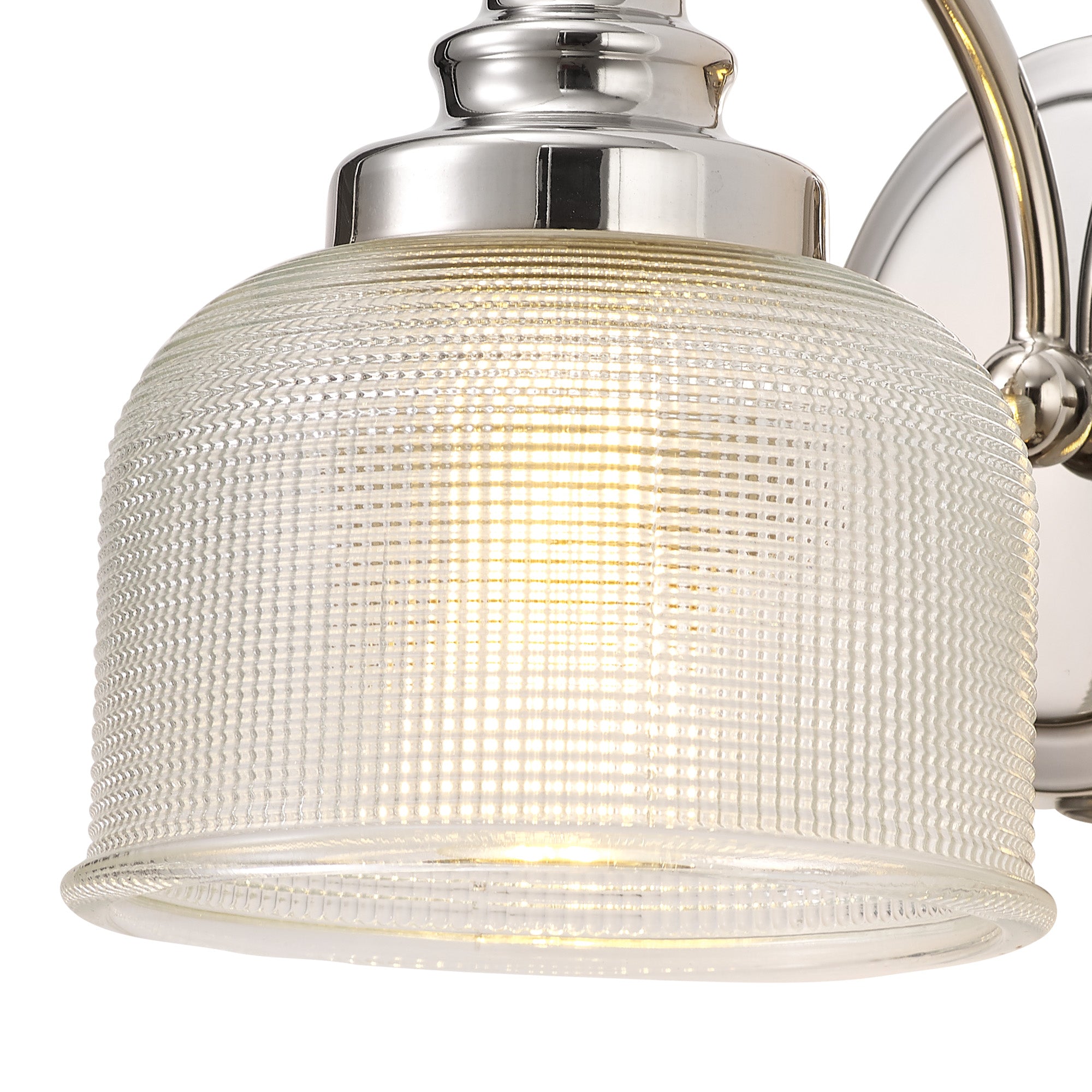 Polished Nickel Sledmere Single Wall Light, Switched, 1 x E27, Glass Shade