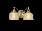 Antique Brass Sledmere Double Wall Light, Switched, 2 x E27, Glass Shade