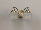 Antique Brass Sledmere Double Wall Light, Switched, 2 x E27, Glass Shade