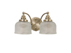 Antique Brass Sledmere Double Wall Light, Switched, 2 x E27, Glass Shade