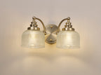 Antique Brass Sledmere Double Wall Light, Switched, 2 x E27, Glass Shade