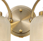 Antique Brass Sledmere Double Wall Light, Switched, 2 x E27, Glass Shade