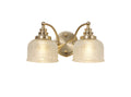 Antique Brass Sledmere Double Wall Light, Switched, 2 x E27, Glass Shade