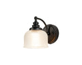 Matt Black Sledmere Single Wall Light, Switched, 1 x E27, Glass Shade