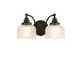 Matt Black Sledmere Double Wall Light, Switched, 2 x E27, Glass Shade