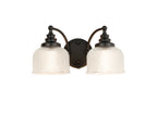 Matt Black Sledmere Double Wall Light, Switched, 2 x E27, Glass Shade