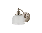Satin Nickel Sledmere Single Wall Light, Switched, 1 x E27, Glass Shade