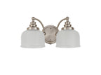 Satin Nickel Sledmere Double Wall Light, Switched, 2 x E27, Glass Shade