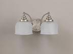 Satin Nickel Sledmere Double Wall Light, Switched, 2 x E27, Glass Shade