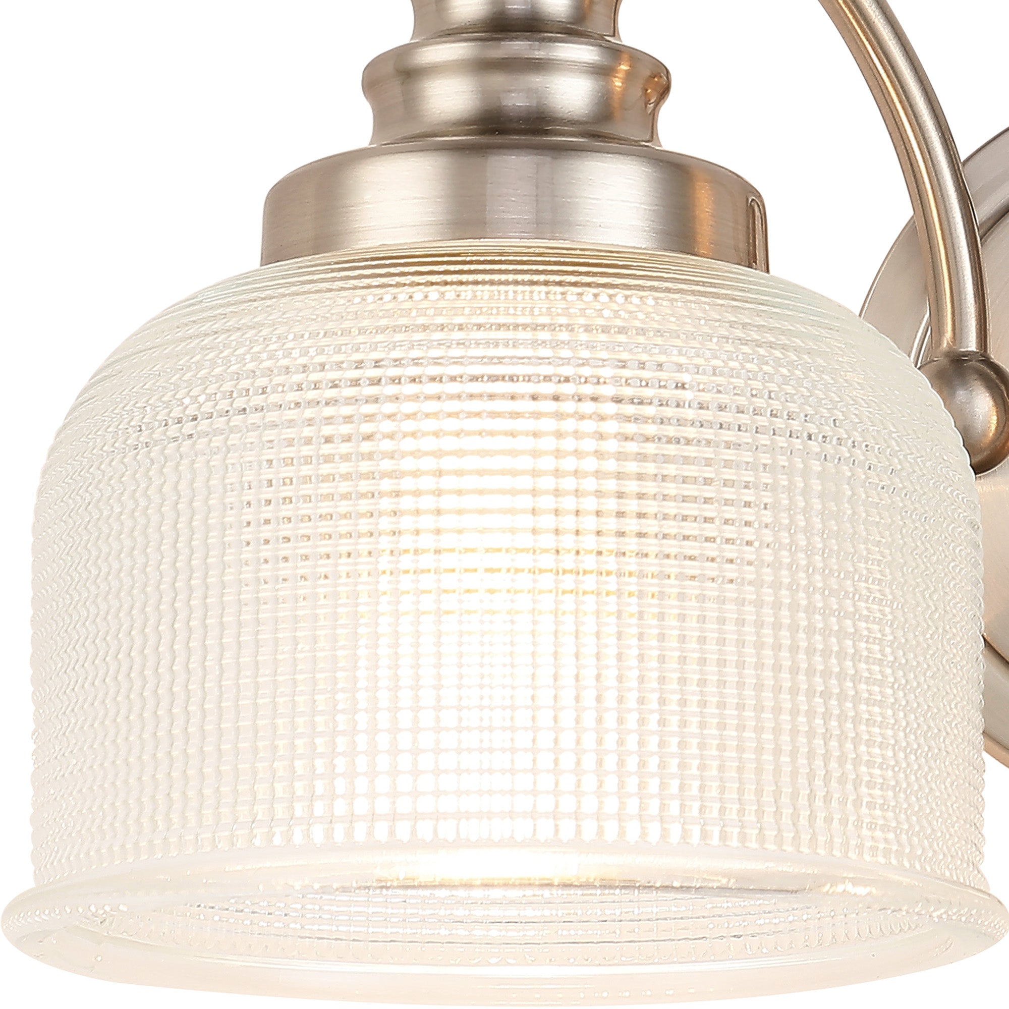 Satin Nickel Sledmere Double Wall Light, Switched, 2 x E27, Glass Shade