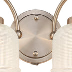 Satin Nickel Sledmere Double Wall Light, Switched, 2 x E27, Glass Shade