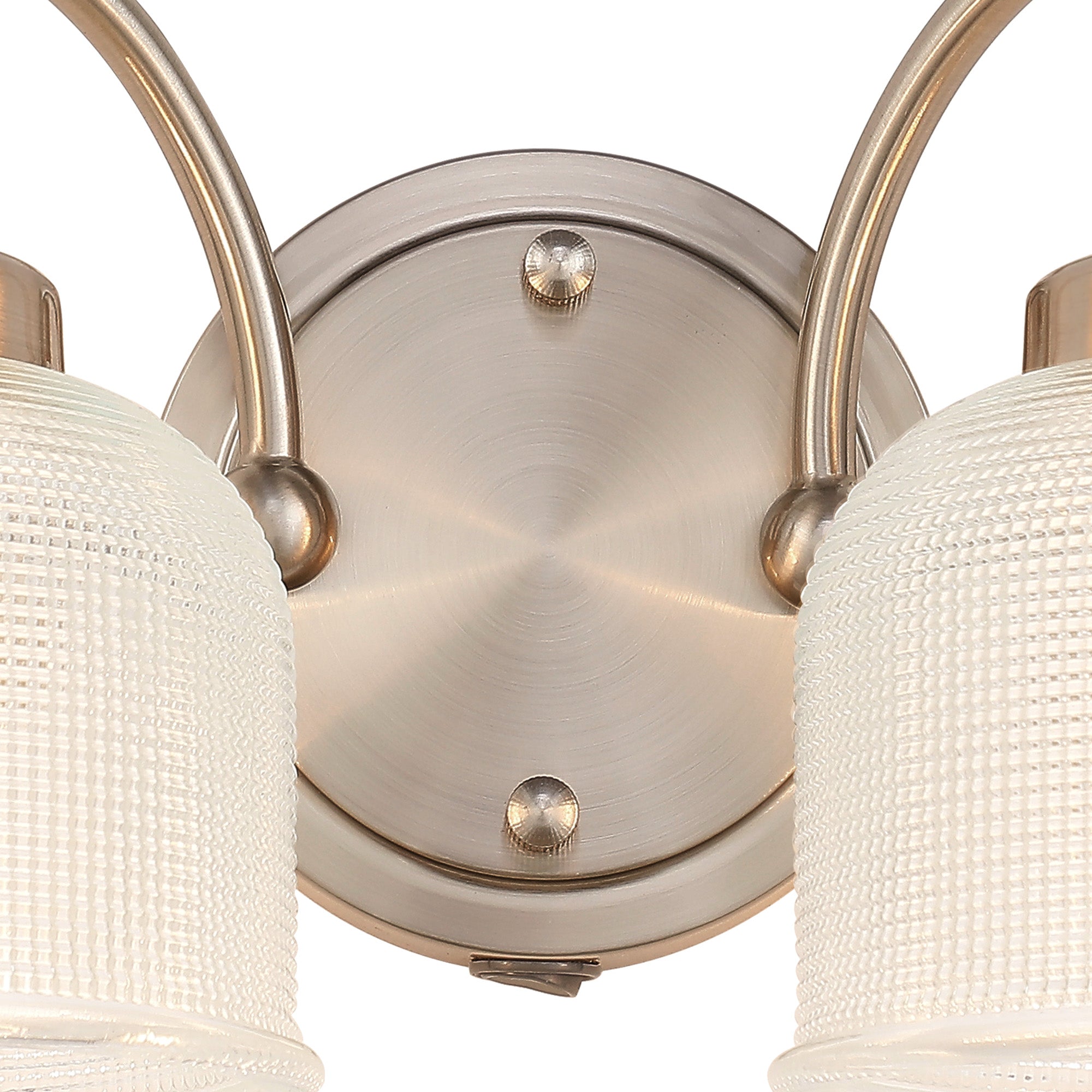 Satin Nickel Sledmere Double Wall Light, Switched, 2 x E27, Glass Shade