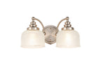 Satin Nickel Sledmere Double Wall Light, Switched, 2 x E27, Glass Shade