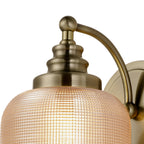 Antique Brass Sledmere Single Wall Light, Switched, 1 x E27, Glass Shade