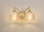 Antique Brass Sledmere Double Wall Light, Switched, 2 x E27, Glass Shade