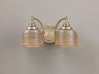 Antique Brass Sledmere Double Wall Light, Switched, 2 x E27, Glass Shade