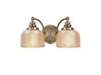 Antique Brass Sledmere Double Wall Light, Switched, 2 x E27, Glass Shade