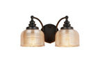 Matt Black Sledmere Double Wall Light, Switched, 2 x E27, Glass Shade