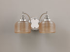 Polished Nickel Sledmere Double Wall Light, Switched, 2 x E27, Glass Shade