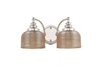 Polished Nickel Sledmere Double Wall Light, Switched, 2 x E27, Glass Shade