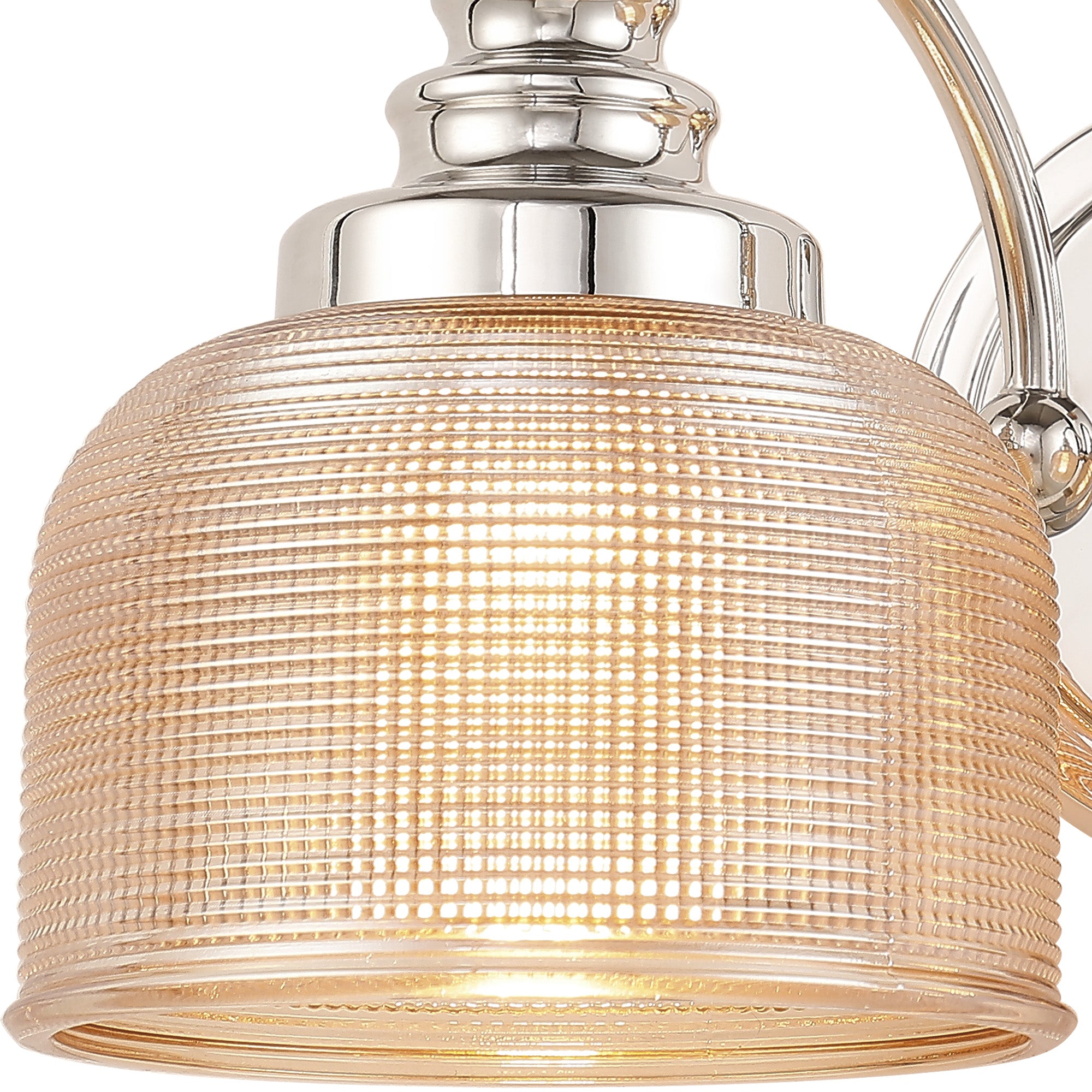 Polished Nickel Sledmere Double Wall Light, Switched, 2 x E27, Glass Shade