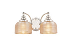 Polished Nickel Sledmere Double Wall Light, Switched, 2 x E27, Glass Shade