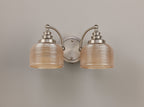 Satin Nickel Sledmere Double Wall Light, Switched, 2 x E27, Glass Shade