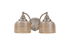 Satin Nickel Sledmere Double Wall Light, Switched, 2 x E27, Glass Shade