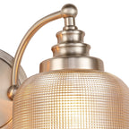 Satin Nickel Sledmere Double Wall Light, Switched, 2 x E27, Glass Shade