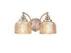 Satin Nickel Sledmere Double Wall Light, Switched, 2 x E27, Glass Shade