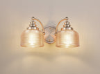 Satin Nickel Sledmere Double Wall Light, Switched, 2 x E27, Glass Shade