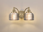 Antique Brass Sledmere Double Wall Light, Switched, 2 x E27, Glass Shade