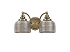 Antique Brass Sledmere Double Wall Light, Switched, 2 x E27, Glass Shade