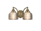 Antique Brass Sledmere Double Wall Light, Switched, 2 x E27, Glass Shade