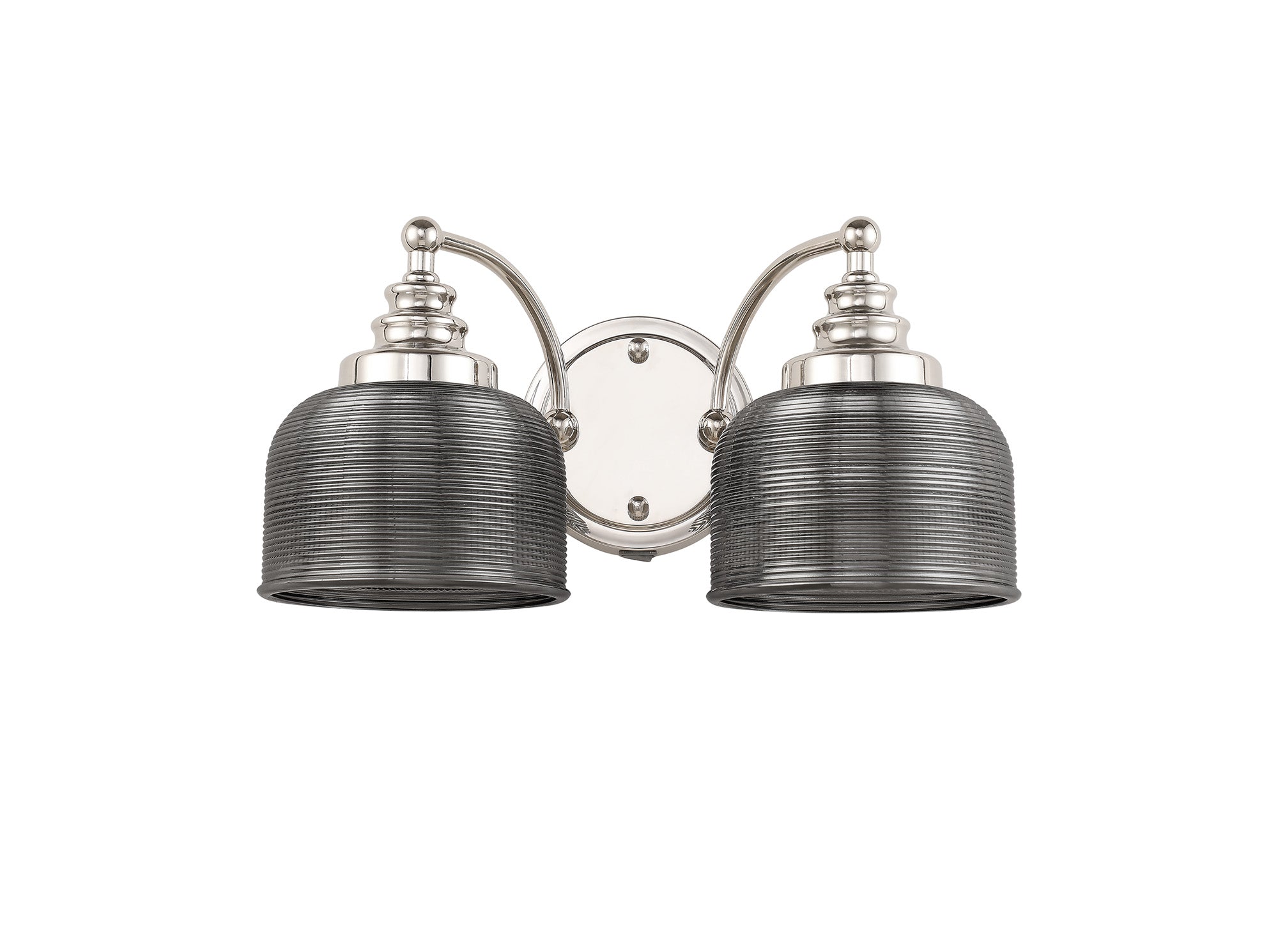 Polished Nickel Sledmere Double Wall Light, Switched, 2 x E27, Glass Shade