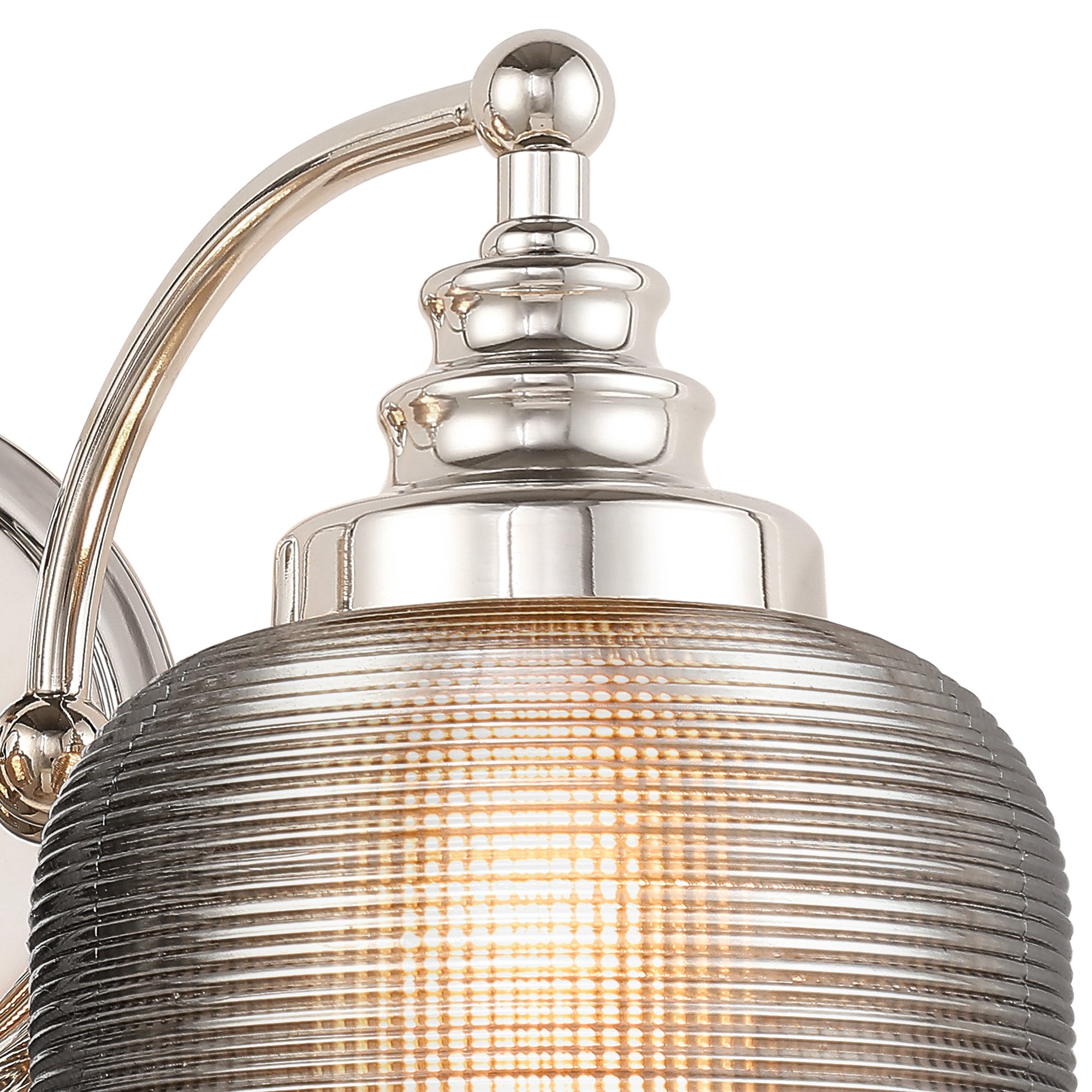 Polished Nickel Sledmere Double Wall Light, Switched, 2 x E27, Glass Shade