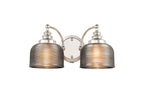 Polished Nickel Sledmere Double Wall Light, Switched, 2 x E27, Glass Shade